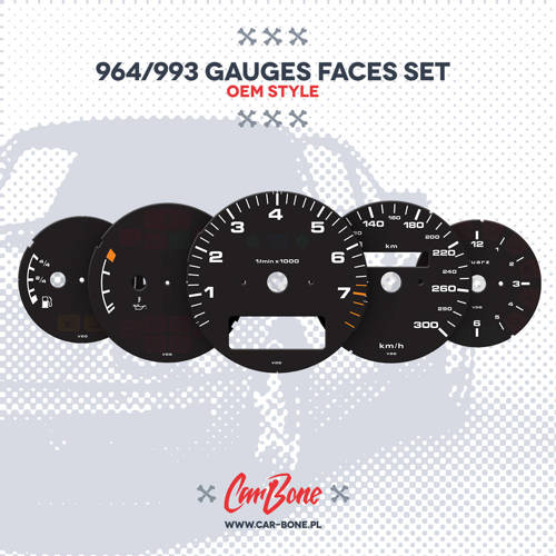 Black gauge faces in KM/H – OEM STYLE for 964 993 (1989-1998)