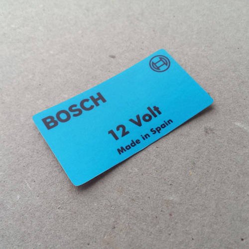 Bosch 12v decal ‘Made in Spain’ for F-model, 912, 914 (1966 – 1976)